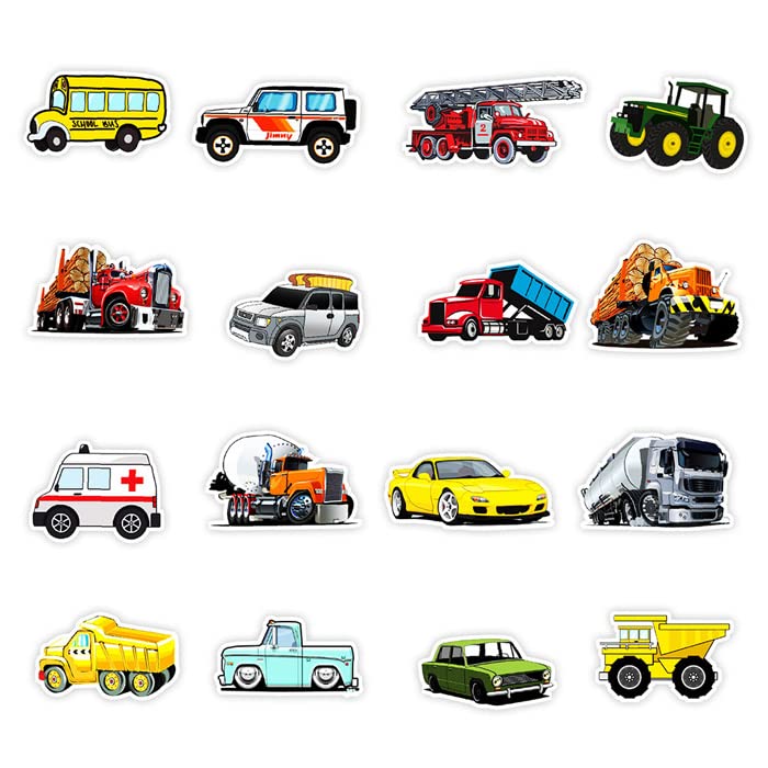 確認用499乗り物働く車　シール　ステッカー　ギフト　サンキューシール　500枚 50枚 ステッカー クール 車 働く車 トラック ショベルカー 防水 耐水